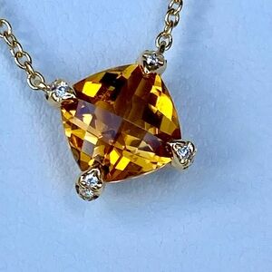 New David Yurman 18k good chatelaine citrine 7mm pendant necklace. 18”.